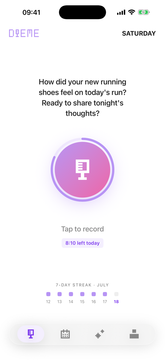Recording a voice note in Dieme